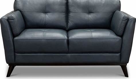 Jasper Blue Leather Loveseat - Kane's Furniture
