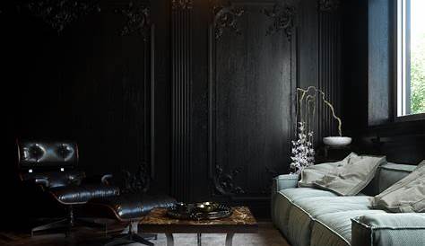 Black Classick Livingroom on Behance Dark living rooms, Elegant