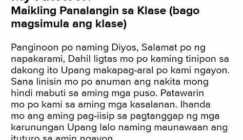 Pangwakas Na Panalangin sa Klase | Class Closing Prayer | Tagalog w