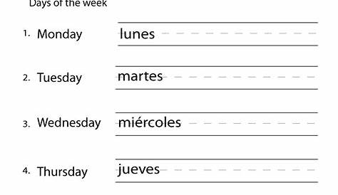 Free Printable Days Of The Week In Spanish Printable Word Searches