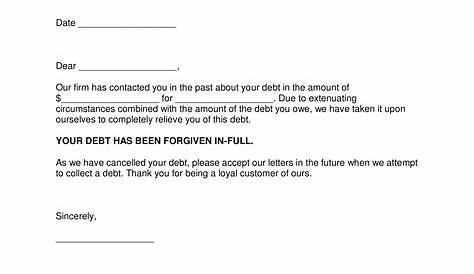 Debt Forgiveness Letter Sample