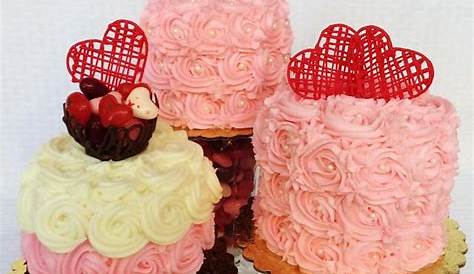 Decorated Valentines Mini Cakes Clover House Heart Shaped Layer Cake For Valentine's