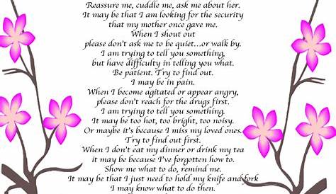 Dementia Poems For Caregivers 7 Best Images On Pinterest Alzheimers