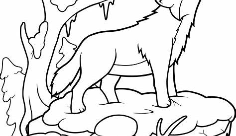 desenho de lobo uivando para colorir - Artesanato Total