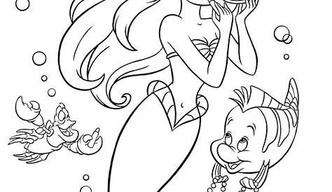 Princesa Ariel Desenhos preto e branco para colorir