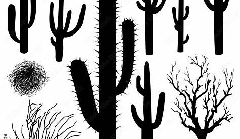 desert cactus silhouette with gradient sunset backgrounds 509158 Vector