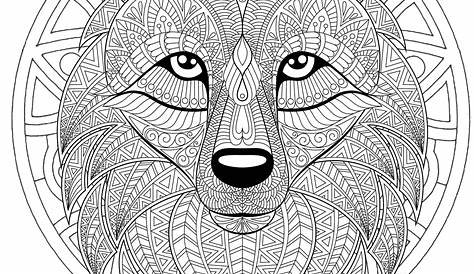 Mandala De Loup À Imprimer Gratuitement - Coloriage Loup 01 Avec Tete A