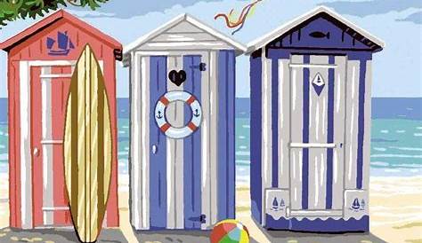 La cabine de plage en coloriage en ligne ou coloriage à imprimer