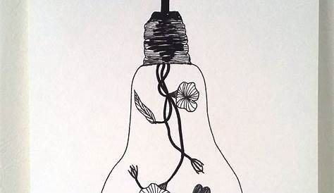 Dessin Facile Dans Une Ampoule Affiche Illustration Noir Et Blanc " L'envol De La