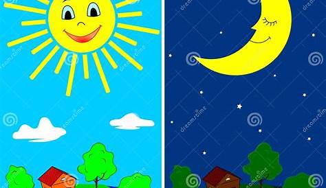 Ilustración del día y de la noche. día noche concepto, sol y luna