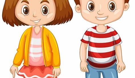 Boy and girl with happy face 303686 Vector Art at Vecteezy