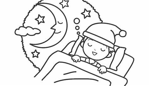 Dibujo para colorear noche - dormir - Dibujos Para Imprimir Gratis