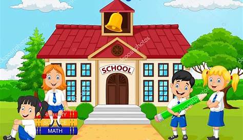 Niños de la escuela de dibujos animados — Vector de stock #69737629