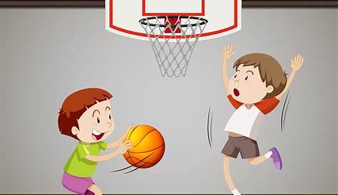 Dos niños jugando baloncesto, dibujo infantil dessin anime 9