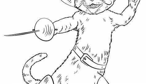 Dibujos para colorear: El gato con botas imprimible, gratis, para los