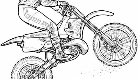 Dibujos para colorear: Motocross imprimible, gratis, para los niños y