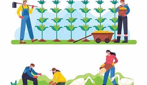 Ilustración gráfica de agricultura, agricultor sembrando semillas