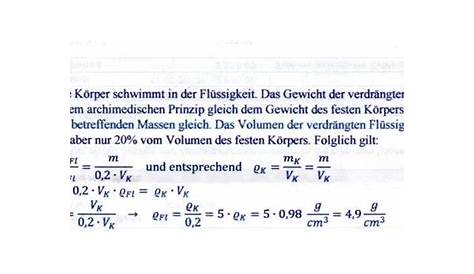 Hausieren Mathematiker Rezeption dichte von stoffen berechnen chemie