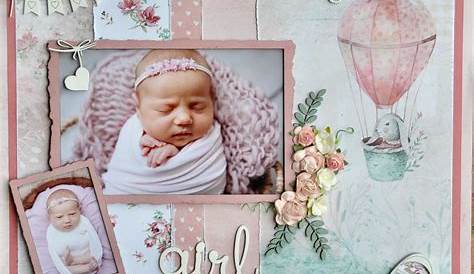 Baby Girl Digital Scrapbook Mini Kit, Baby Scrapbook Elements, Baby