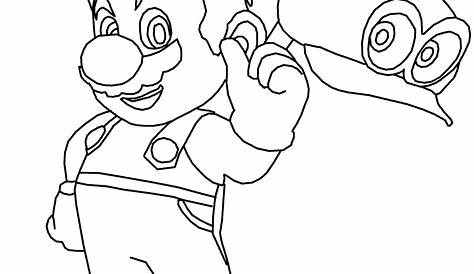 Super Mario Odyssey Coloring Pages Line Art with Logo - Free Printable
