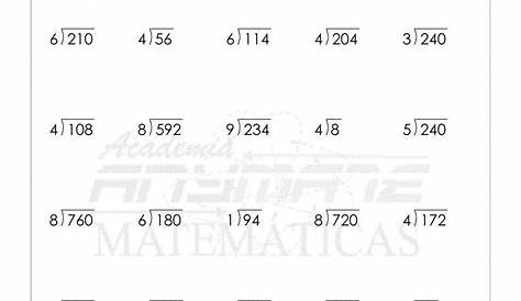 Hojas de Ejercicios de Divisiones para Imprimir | Todosobresaliente.com