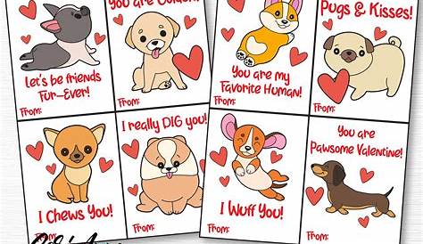 Diy Dog Valentines Cards For Kids Day Custom Name Added Printable Card