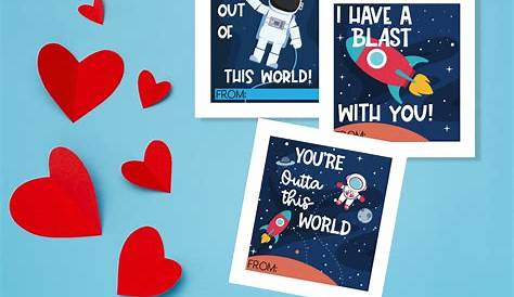 Diy Space Valentines Valentine Card Template Outer Cards Etsy