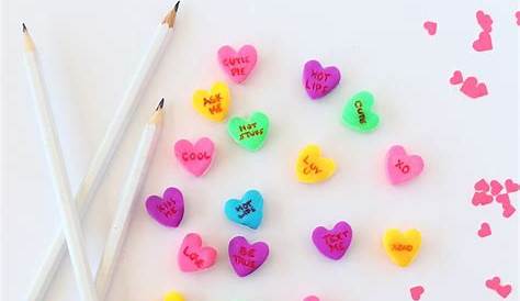 Diy Valentines With Heart Erasers Conversation ! Gifts