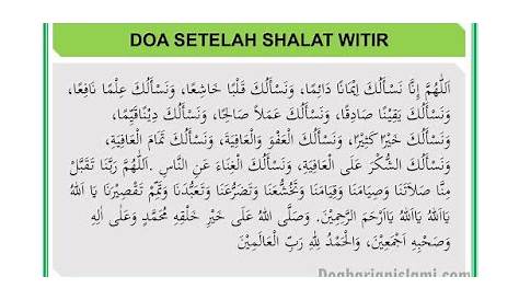 Doa Sesudah Sholat Witir - Dakwah Islami
