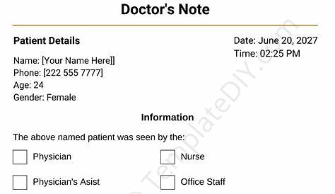 Doctor Excuse Template Pdf