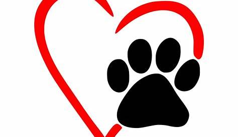 Paw Print Dog Paw Heart Shape Illustrations, Royalty-Free Vector