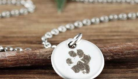 Yellow Gold Dog Paw Print Disc Pendant Necklace