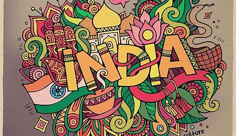 INDIA Cartoon Doodle Illustration on Yellow Images Creative Store