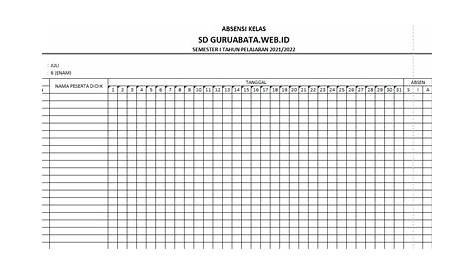 Contoh Absen Siswa Format Excel Sdmi Bukti Fisik Akreditasi Standar