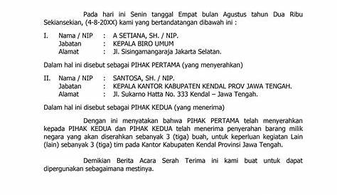 Contoh Surat Serah Terima Pekerjaan Karena Resign Doc / BA Serah Terima