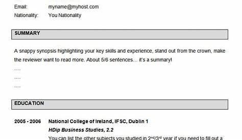 Download Free Simple Resume Template Online For