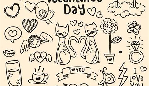 Download Valentine Character And Decorations Doodle Free Vector 's Day Element Collection