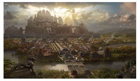 dragon city, chen kai | Fantasy landscape, Fantasy city, Fantasy