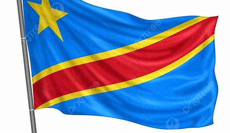 Two waving flags. Illustration of flag of Democratic Republic of the Congo