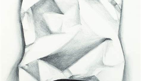 Drawing of Crumpled Paper, Charcoal and Kneaded Eraser, 24 by 36 inches