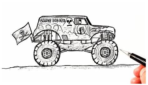 How to draw a Monster Truck Grave Digger - YouTube | Monster truck
