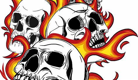 Skull On Fire With Flames Illustration Royalty Free Cliparts | cool