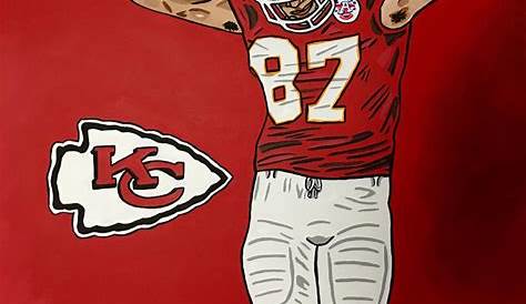 Travis Kelce Kansas City Chiefs Watercolor Strokes Pixel Art 100 Mixed