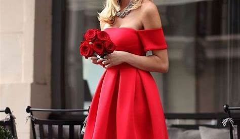 Knee Length Red Vneckline Wedding Party Dress Valentines day dresses
