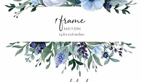 Dusty Blue Floral Border PNG Pic | PNG Mart