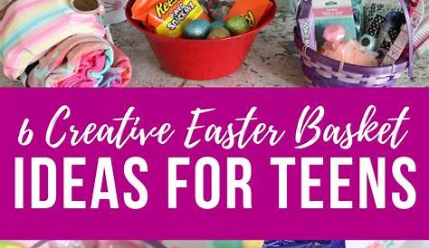 Easter Basket Idea For Teenager A Bag Filled With Lots Of Items Sitting On Top Of A Table