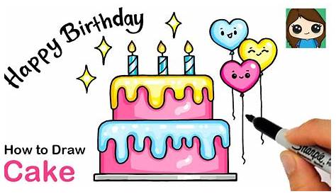 How to Draw a Birthday Cake (Cakes) Step by Step | DrawingTutorials101.com