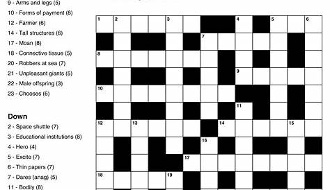 Easy Large Print Crossword Puzzles Printable