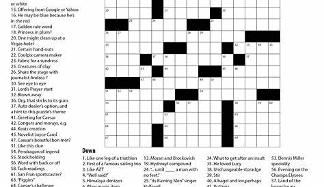 Easy Printable Crossword Puzzles For Seniors