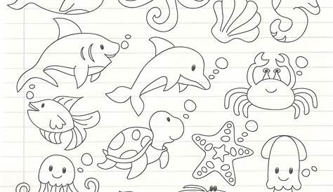 Doodle Cute Under the Sea Animal Instant Download 14 | Etsy | Fische